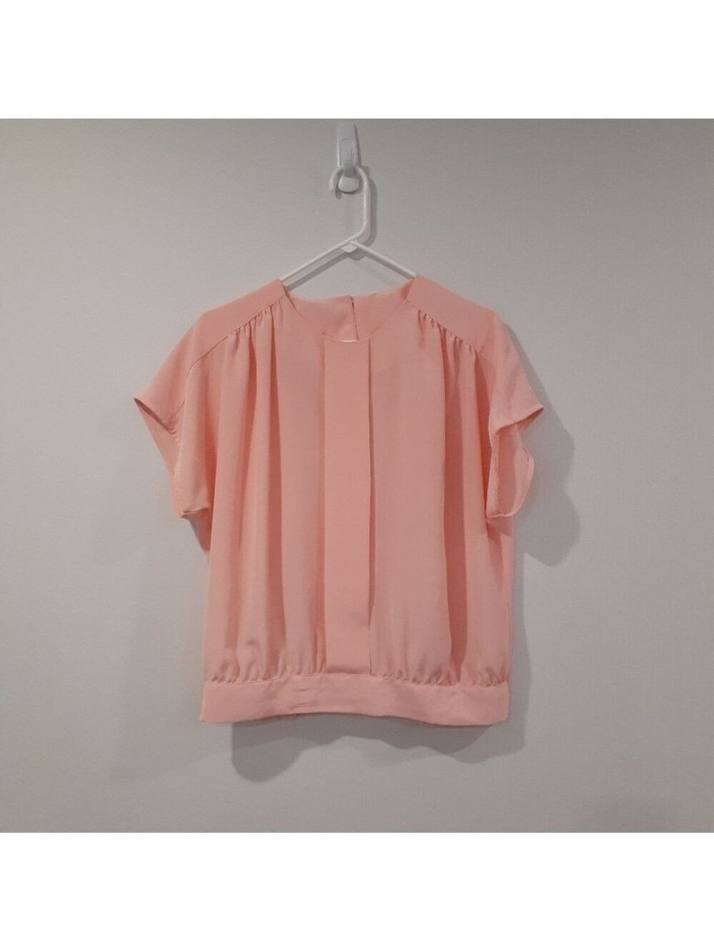 Retro 80's Loose Fit Peach Pleated Spring/Summer Top/Blouse